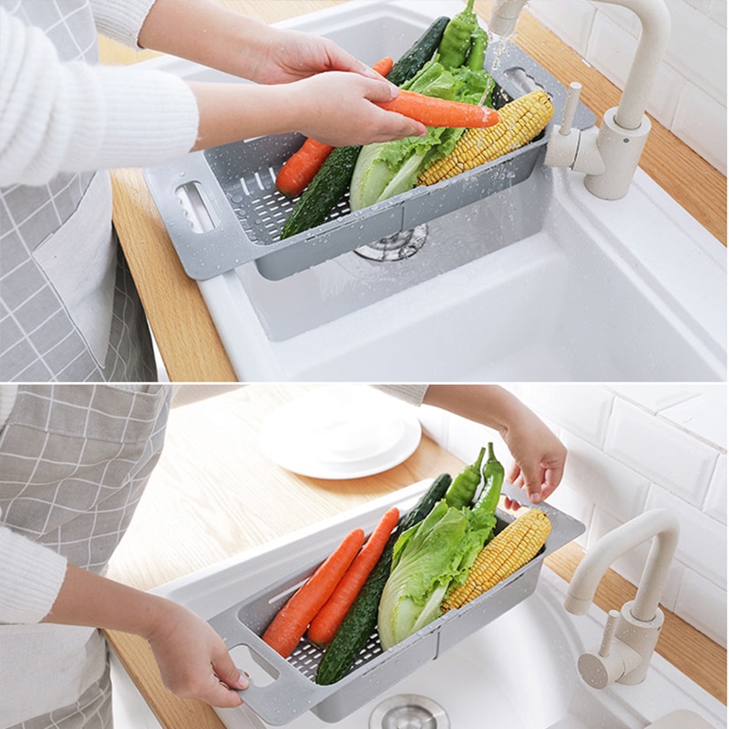 Household kitchen retractable adjustable sink retractable vegetable washing basket drain basket washing basket 1Pcs