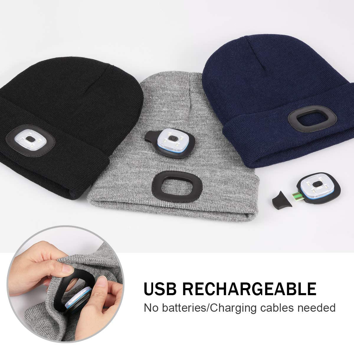LED Mütze Mütze mit Licht unisex USB wiederaufladbare Lampenhüte Freisprecheinrichtung Stirnlampe Mütze Winter Gestrickte Nachtlicht Mütze Taschenlampe