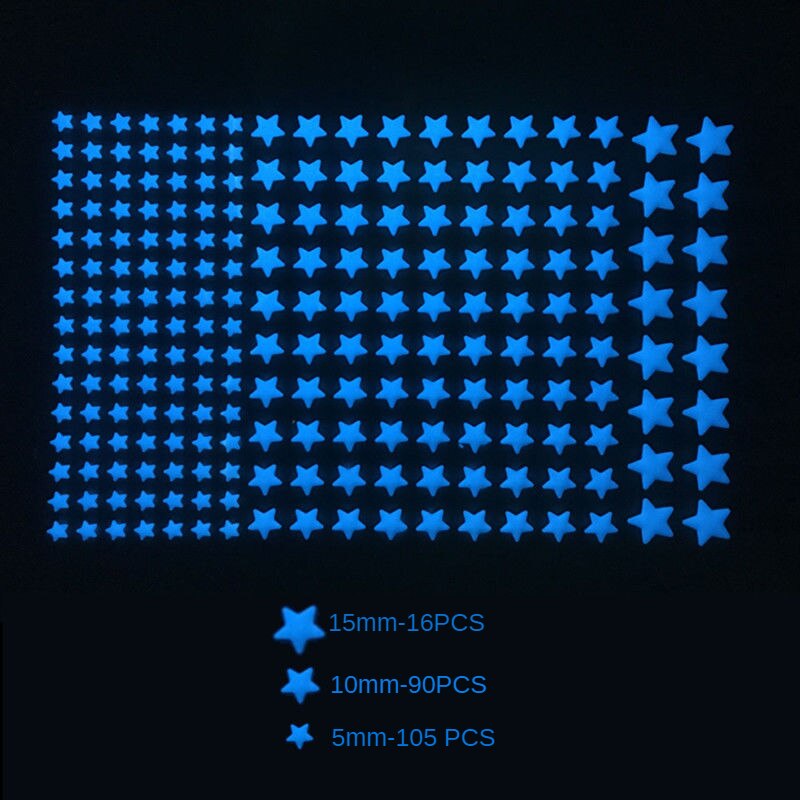 3D Bubble Luminous Stars Moon Dots Wall Sticker for kids room bedroom home decoration Glow in the dark DIY combination Stickers: Blue stars