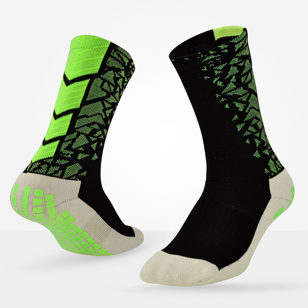 Bulothock fodbold skridsikker sokker til mænd sportssokker tyk håndklæde bundrør skridsikker fodbold svedabsorberende knæhøje sokker: Sort grøn