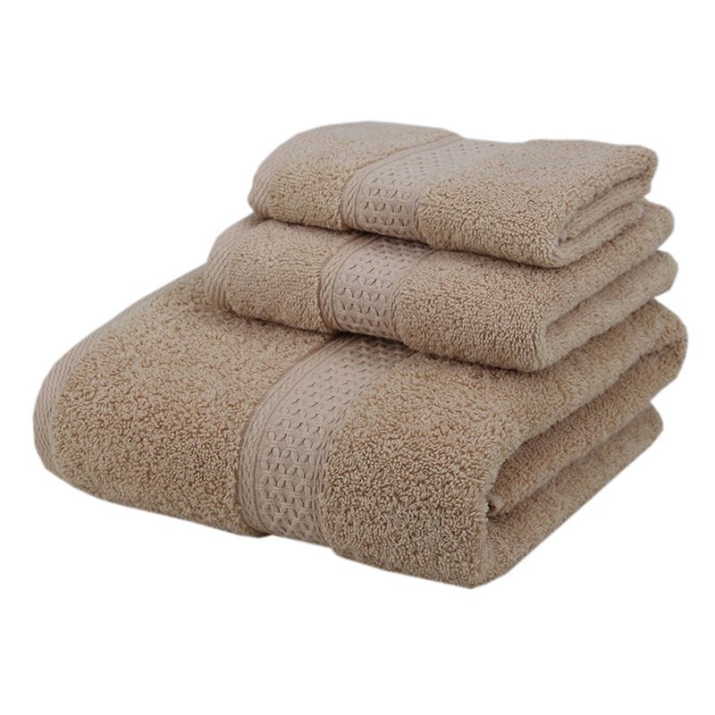 Conjunto de 3 uds. De toallas de baño de algodón suave para adultos, toalla absorbente de felpa de lujo, Sábana de baño playa rostro, toallas básicas para mujer JWYYJ43: camel