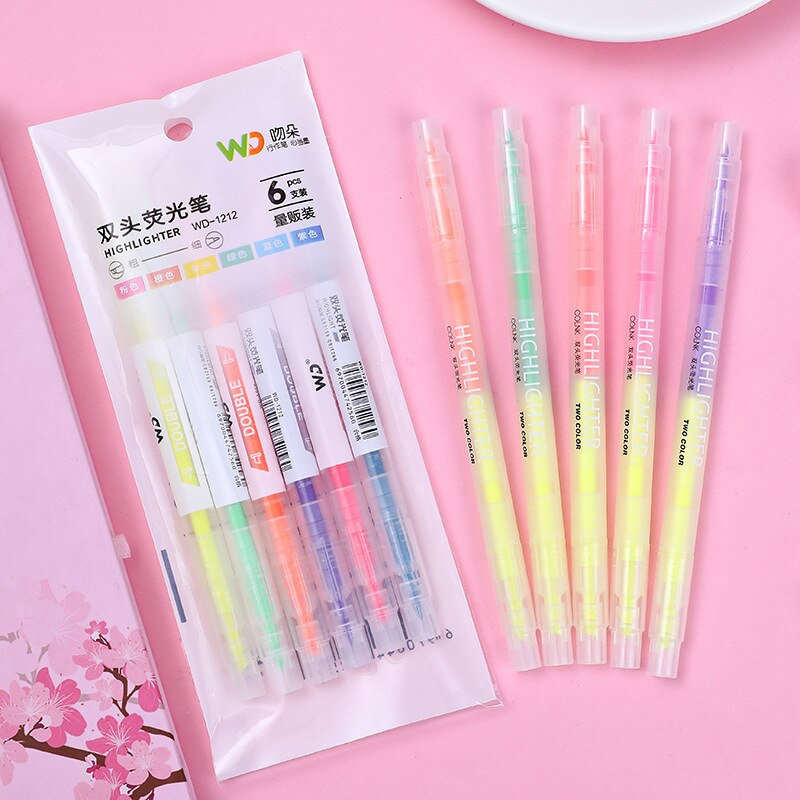 3/6 teile/satz Doppel Kopf Fluoreszierende Marker Stift Nachfüllbar Pastell Zeichnung Stift Für Studenten Schule Schreibwaren Büro Liefert