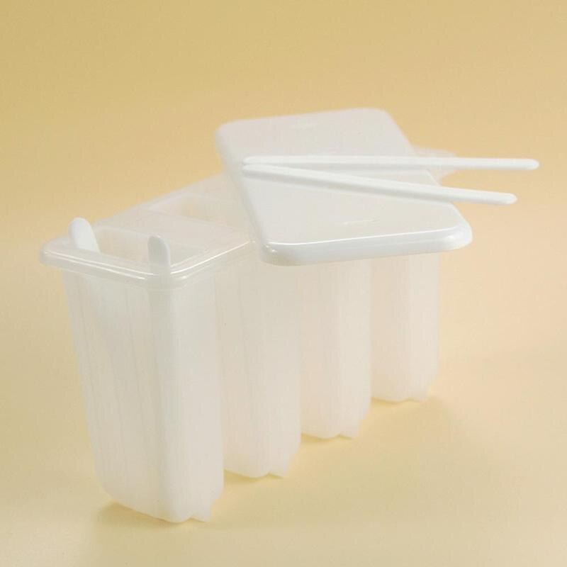 1 Set 4 Cells Popsicles Mold Plastic Frozen Ice Cream Mold Popsicle Maker Lolly Mould Tray Pan Maker Tool Cooking tools