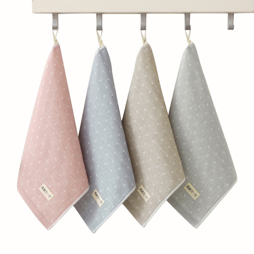 Square Towel Pure Cotton Geometric Printed Thicken Soft Towels Good Water Absorption Plain Dyed Home Bathroom Toalla Cuadrada