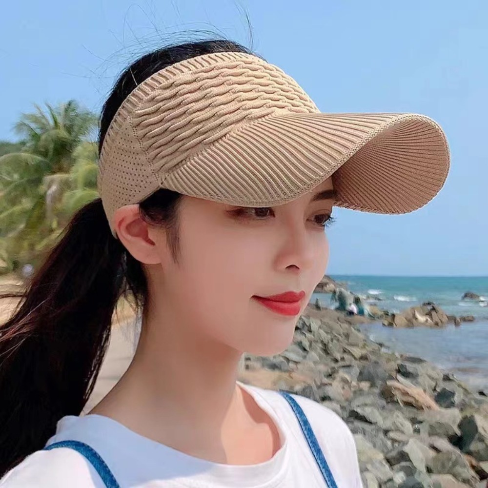 1pc Women Anti-UV Sun Hats Breathable Adjustable Empty Top Visor Caps for Tennis Golf Running Travel Beach Sport Outdoor Hat