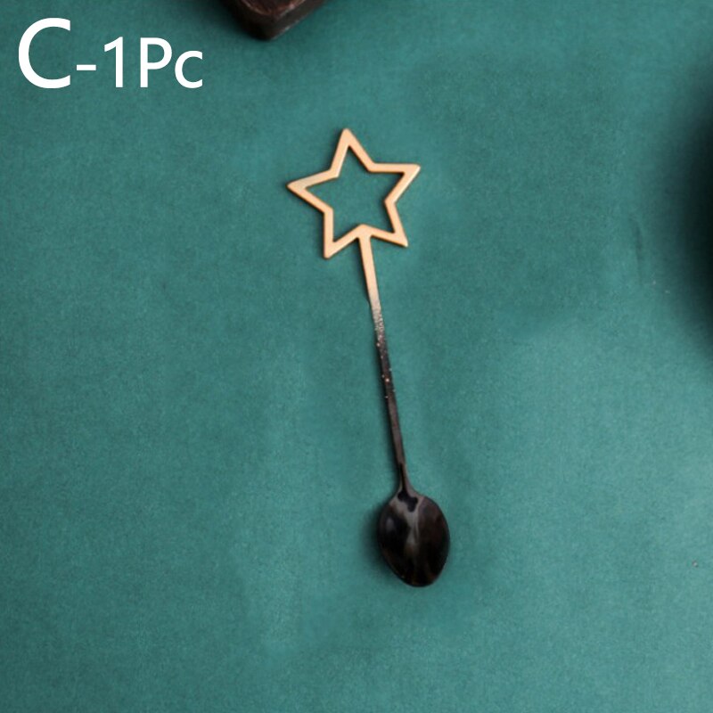 Creatieve Gradiënt Ster Vorm Roestvrij Stalen Lepel Ijs Thee Dessert Lepel Familie Of Restaurant Gebruik Servies Keuken Suppli: C