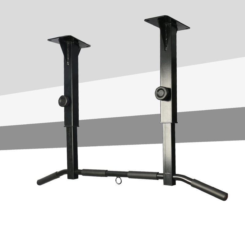 BLJ012 Verf Stalen Horizontale Bar Beam Side/Beam Bodem Installatie Pull Up Bar Multifunctionele Muur Chin Up Bar Parallel bars: Black