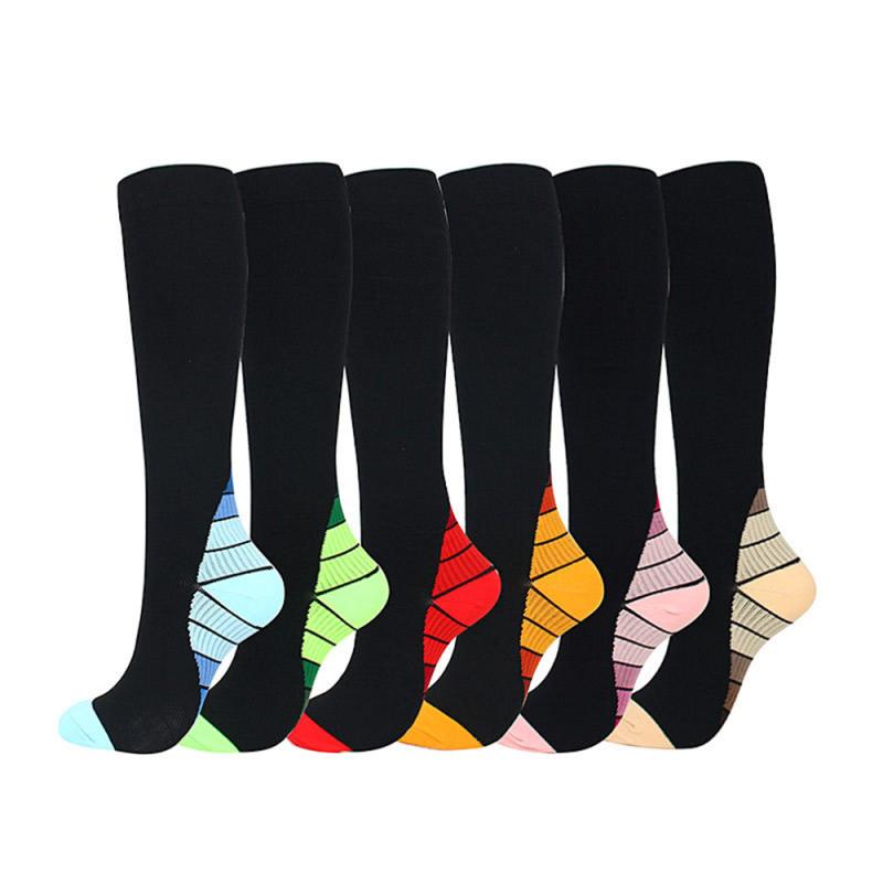 1Pair Outdoor Sports Compression Socks Nylon Latex Silk High Long Tube Compression Socks