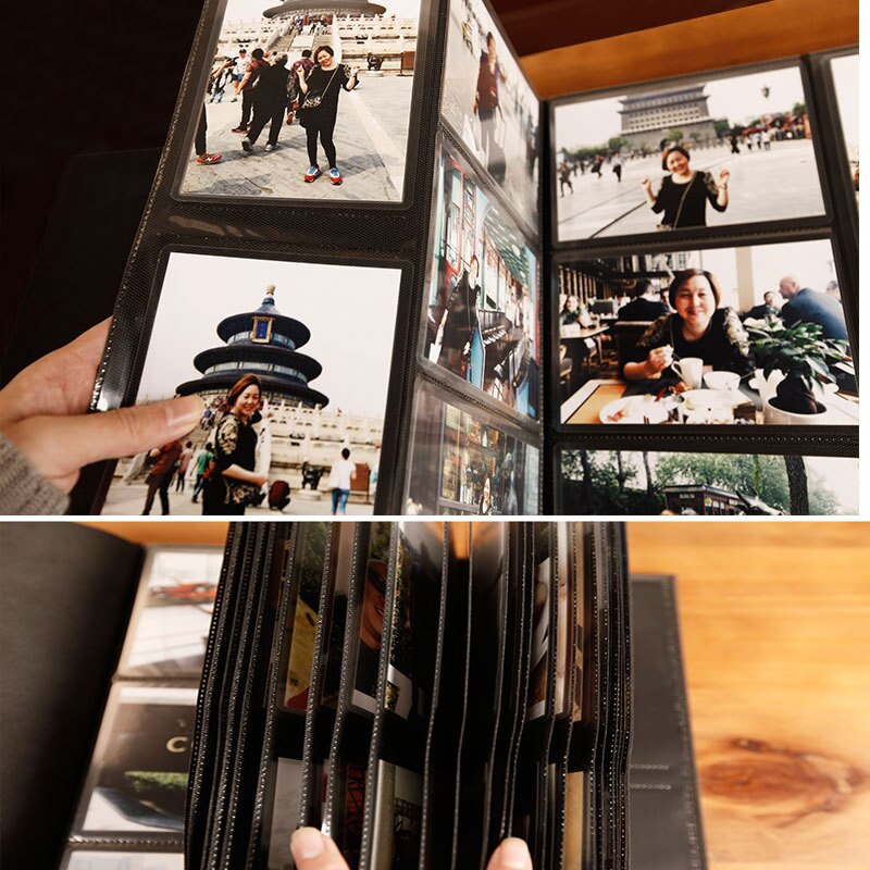 Álbum de fotos de cuero PU, , 600 bolsillos, Vintage, tallado, hecho a mano, DIY, álbum de recortes, Foto, álbum de memoria