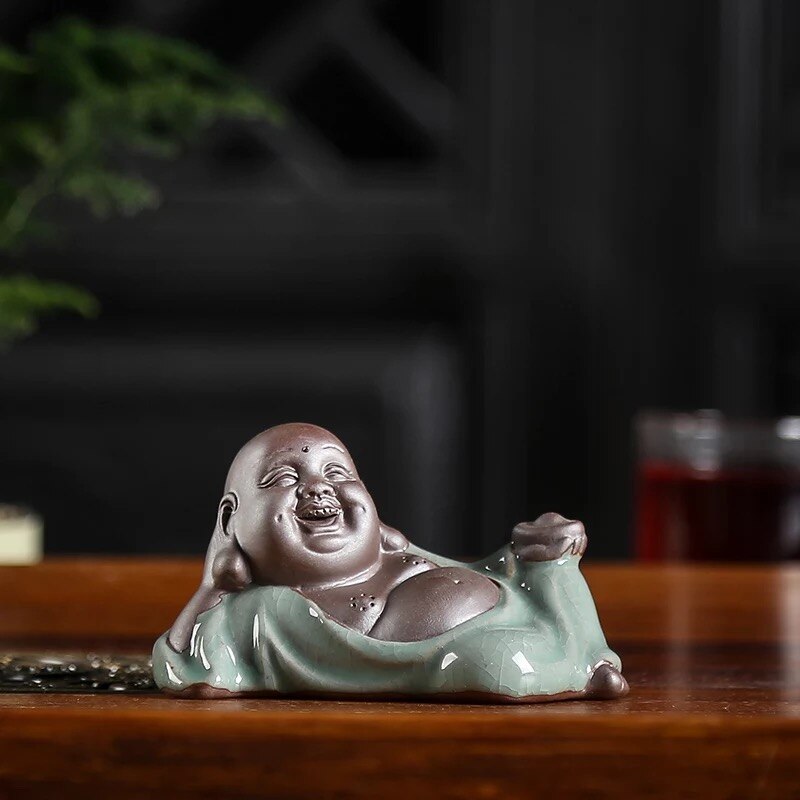 NOOLIM créative porcelaine Kung Fu petite Sculpture petit moine thé animal de compagnie en céramique bouddha Statue décoration de la maison ornements: 07