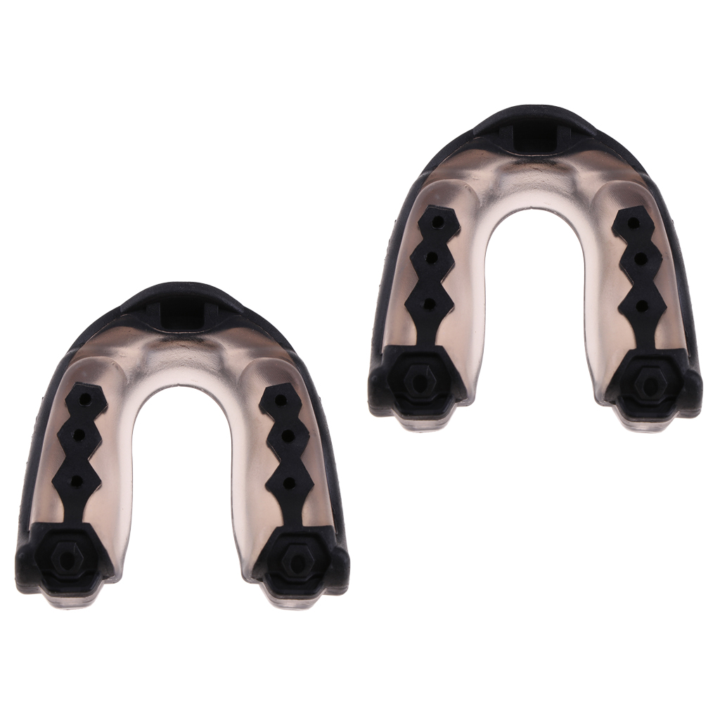 2pcs Gum Mouth Guard Kick Boxing Thai Muay Rugby Teeth Brace Protector Black