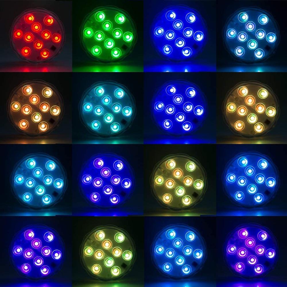 10 Led Remote Controlled RGB Submersible Light Battery Operated Underwater Night Lamp Outdoor Vase Bowl Garden Party Decoration