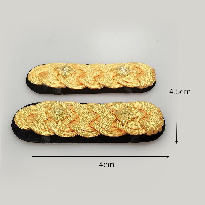 1 Pair Woven Epaulettes Metal Star Epaulete Security Uniform Accessories Performance Shoulder Badges DIY for Honor Guard Costume: Gold 2