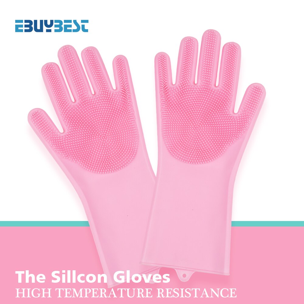 Dish Washing Gloves Scrubber Rubber Magic Cleaning Silicone Gloves Heated Resistant Kitchen Household Gloves Easy Washing Gloves