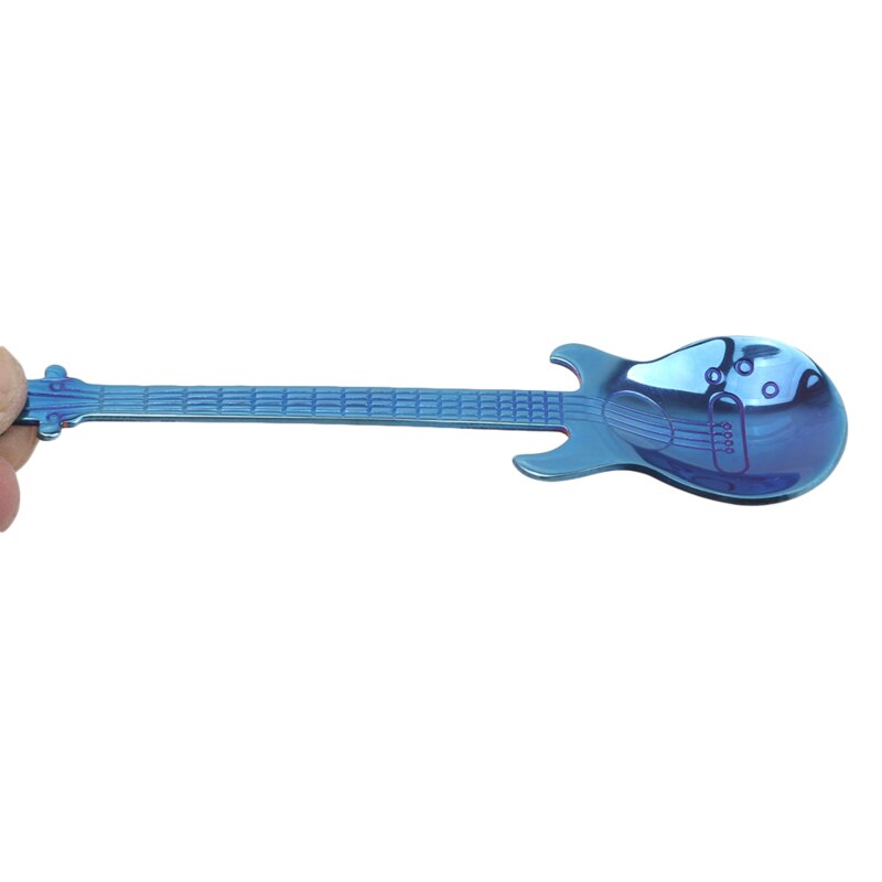 Cuchara de café con forma de guitarra de acero inoxidable para niños, cucharilla de té y café hermosa,