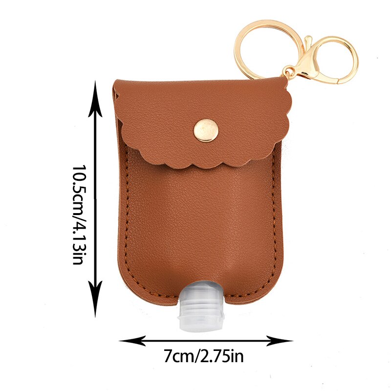 60Ml Reizen Lekvrije Leather Case Sleutelhanger Tas Hervulbare Lege Fles Voor Handdesinfecterend Bag Met Key Ringen Hanger fles