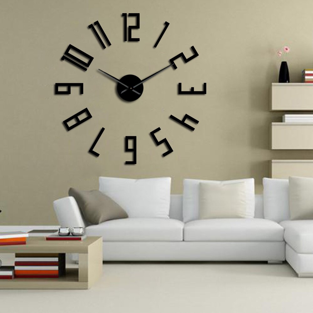Relógio de parede grande espelhado e 3d, relógio de parede decorativo simples, sem moldura, silencioso, não ticking, para sala de estar