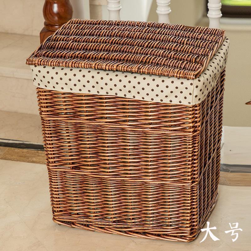 600 wiklinowy rattanowy kosz na śmieci brudny pojemnik na ubrania pudełko robić przechowywania pudełko z pokrywką wykończenie duże pudełko: 44x32x48cm  2
