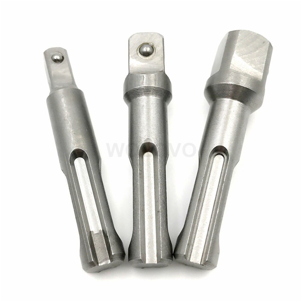 3pcs SDS Impact Socket Driver Drill Set, 1/4" 3/8" 1/2" Chuck Adaptor Power Drill Bit for SDS Plus Hammer