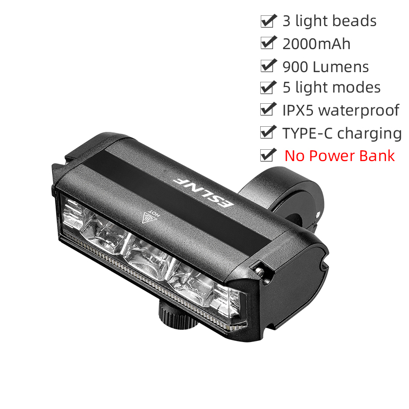 ESLNF Super Bright Bike Headlight Waterproof 900-2600LM Road Bicycle Front Light USB Rechargeable MTB Flashlight Bike Accessorie: Yellow