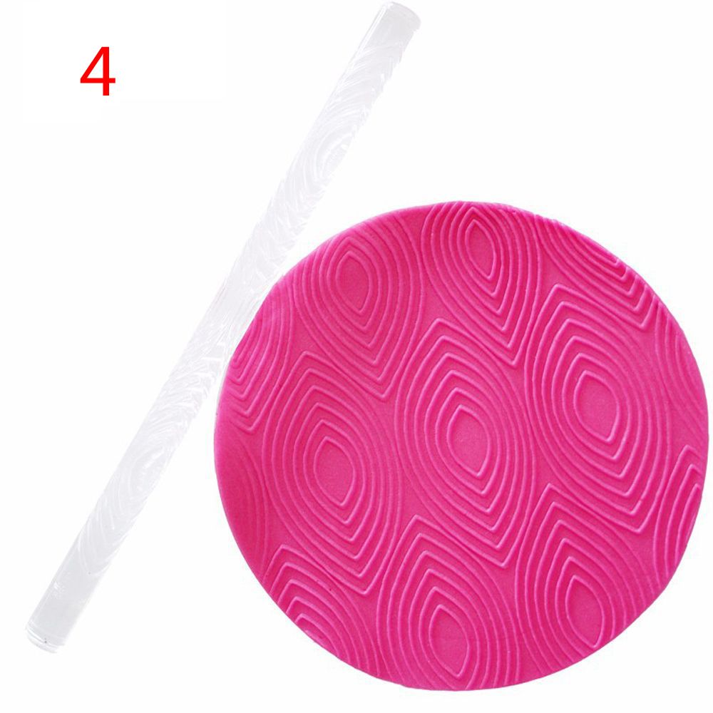 15Styles Acrylic Rolling Pin Fondant Cake Impression Rolling Pin Pastry Roller Embossing Kitchen Baking Decor Tool: 4