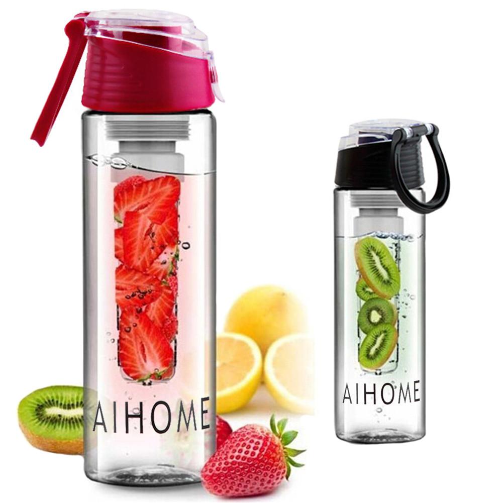 Obst Wasser Filter Flasche 800ML Sport Wasser Flasche Mit Abnehmbare Obst Sieb kippen-oben Deckel Für Fitness draussen Lager Radfahren