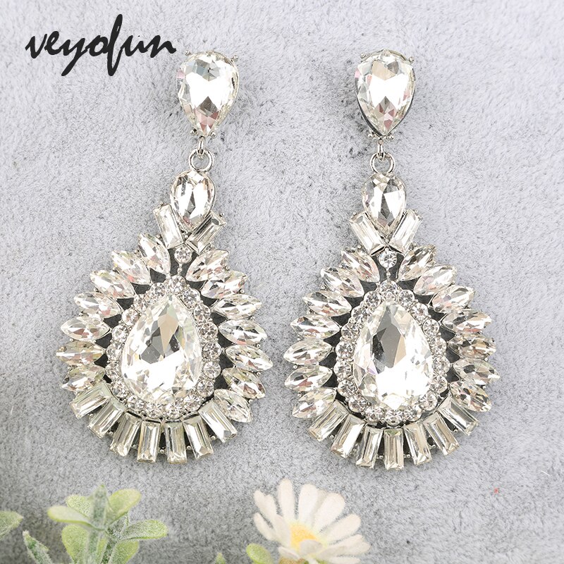 Veyofun-pendientes colgantes de cristal clásicos para mujer, joyería nupcial, hipérbola, ,