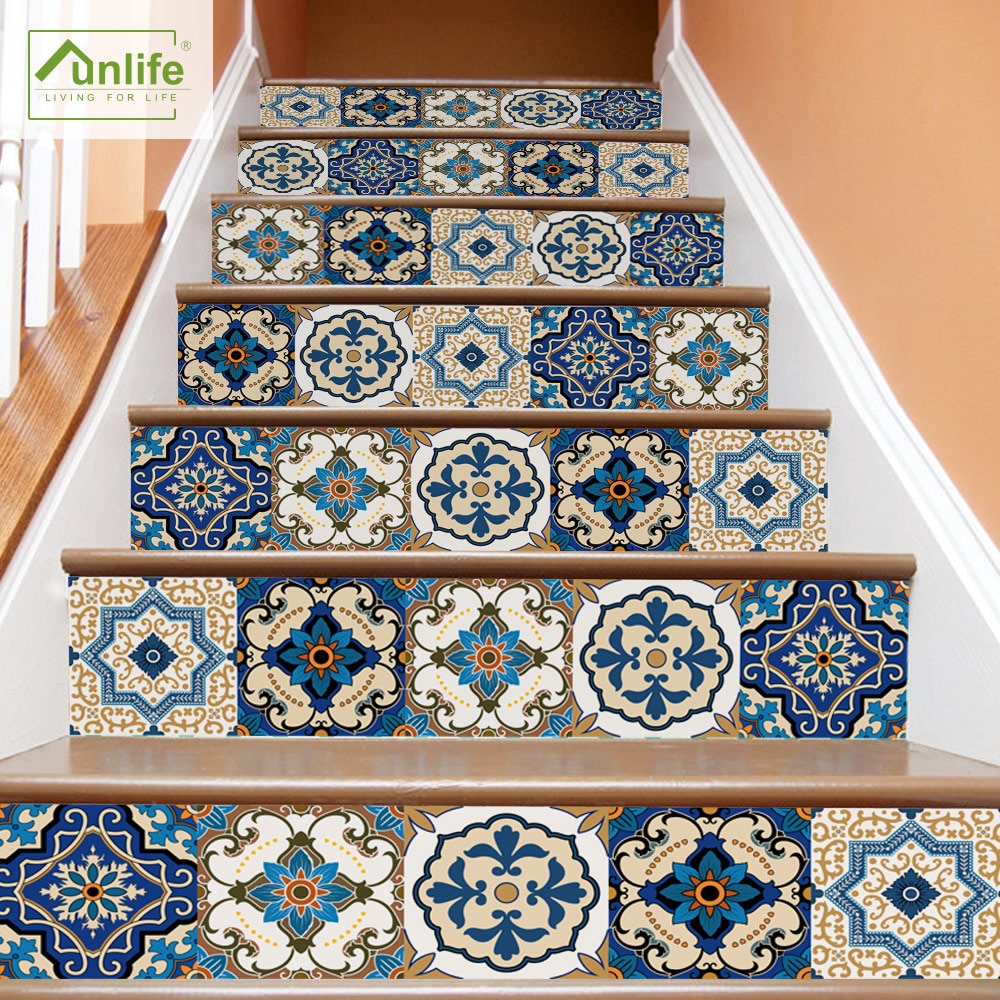 Funlife®18*100Cm * 6 Stuks Marokkaanse Trap Riser Sticker Waterdichte Pvc Zelfklevende Voor Stairway Badkamer Keuken woonkamer Decor