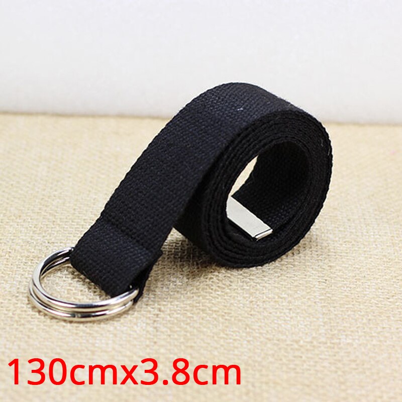 Ceinture longue imprimée flamme pour hommes et femmes, unisexe, en toile unie, , Jeans, sangle à boucle métallique, 130cm, 379: Black