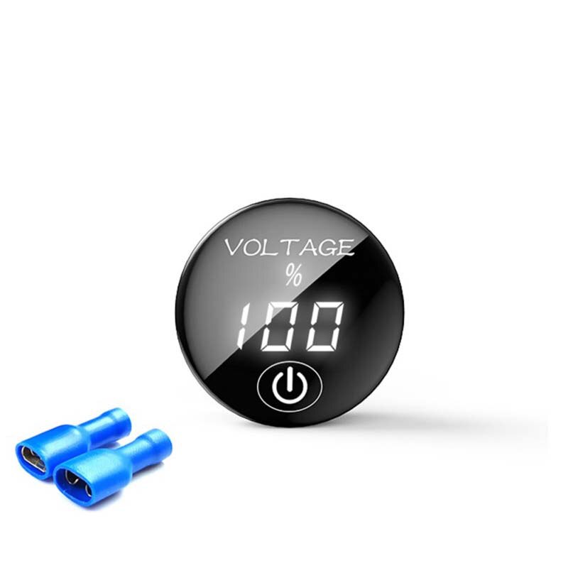 Auto Motorfiets Voltage Meter met Touch Schakelaar Ronde Waterdichte Auto Voltage Meter Boot DC 12-24V LED Panel digitale Voltmeter: WHITE