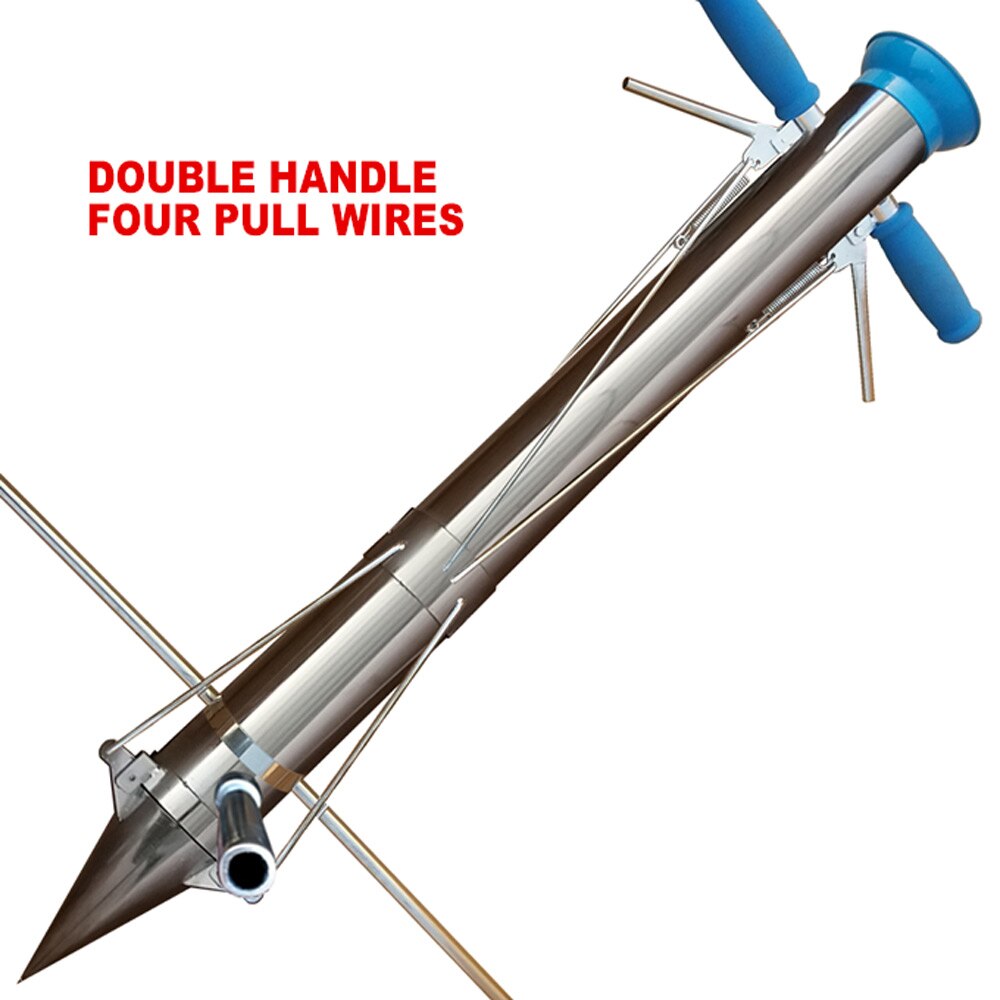 Multifunction Seedling Planting Machine Seedling Transplanter Single Handle Double Cable Farmer Vegetable Push Planter: Silver