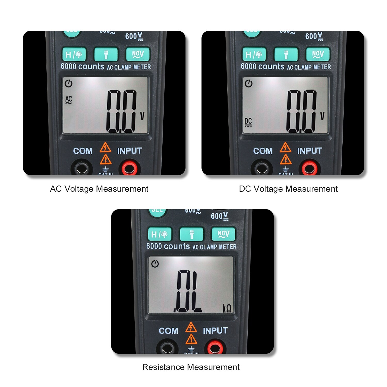 FUYI AC Clamp Meter 6000 Count High Precise Automatic Ranges Clamp Multimeter Digital Display AC Clamp Ammeter Clamp Gauge