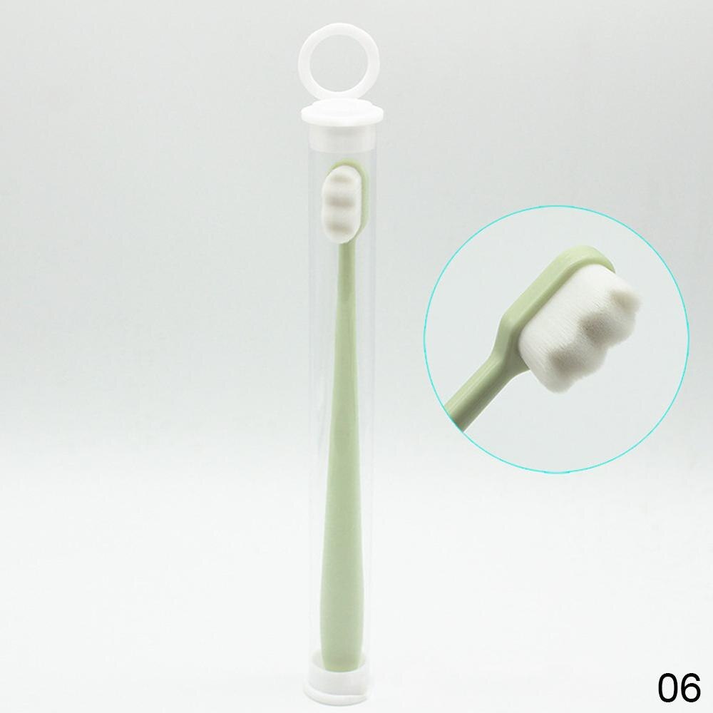 Ultra-fine Toothbrush Super Soft Bristle Toothbrush Holder Deep Cleaning Brush Oral Care Tools: Green wavy head