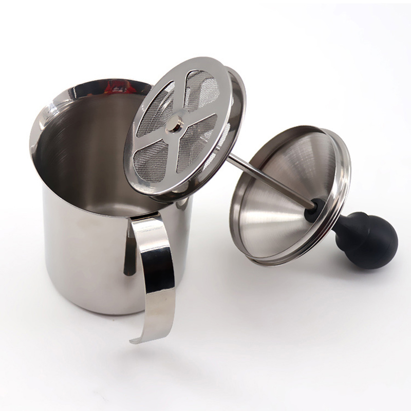 400/600ml Espresso Latte Milk Frother Stainless Steel Double Layers Blender Household Coffee Manual Milk Maker Tool