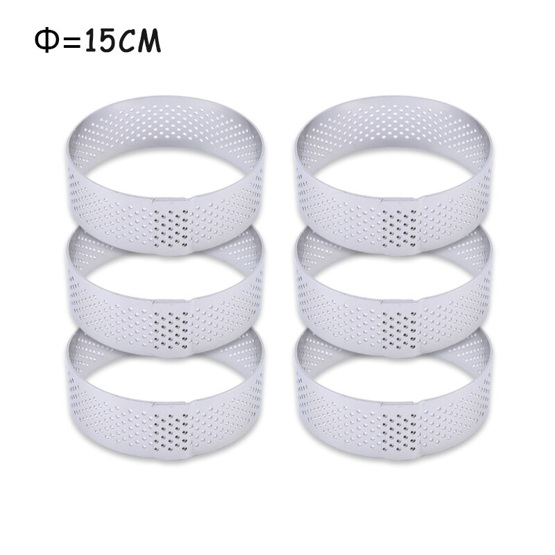 Tart Ring Stainless Steel Tartlet Mold Circle Cutter Pie Ring Heat-Resistant Perforated Cake Mousse Molds Tart Pastry: 15cm 6pcs