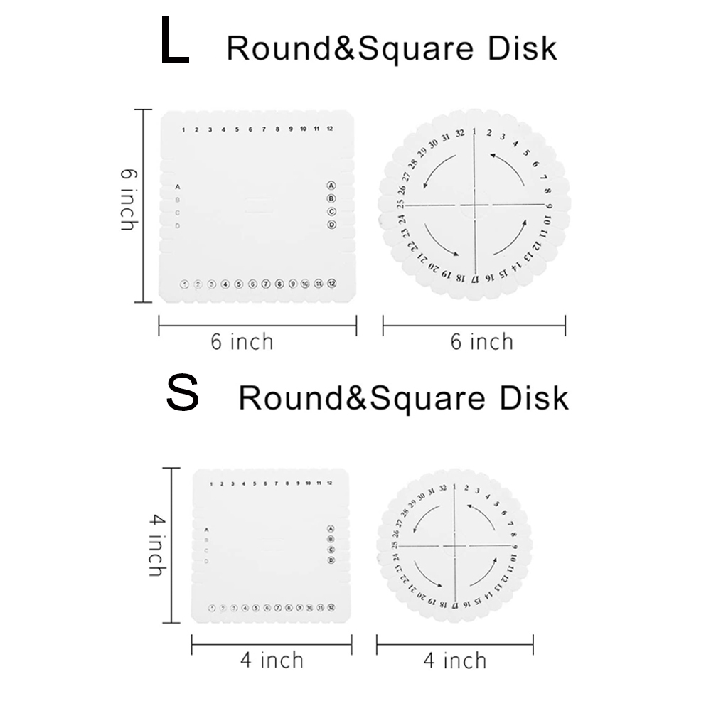 Kumihimo-disco de cordón trenzado para pulsera de mano, herramientas para tejer, 4 piezas, blanco, redondo, cuadrado, 4 pulgadas, 6 pulgadas