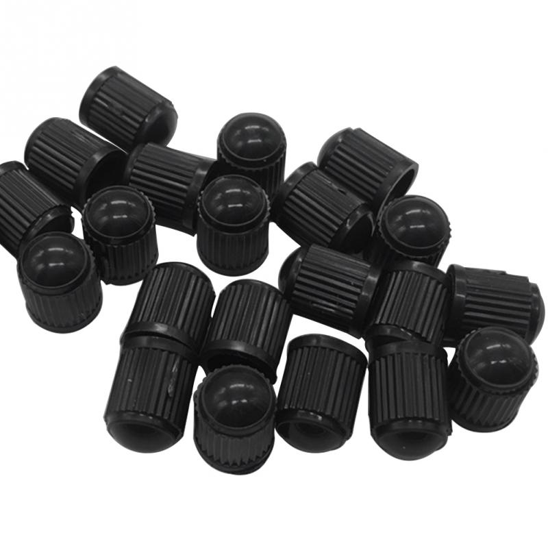 20pcs Car Tyre Valve Dust Caps Dome Shape Dust Valve Black Bike Tyre Plastic Caps #0905