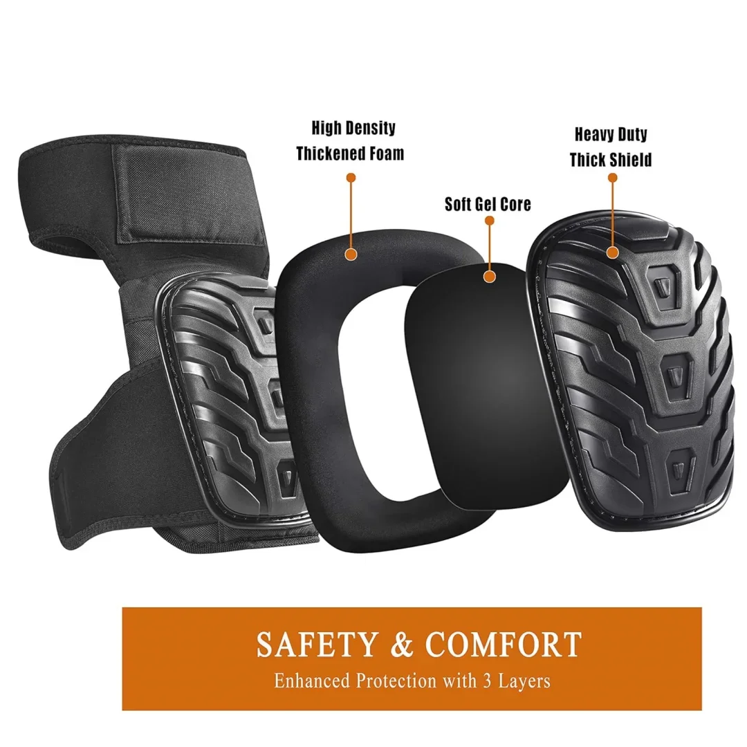 2PCS Knee Pads for Work Heavy Duty Foam Padding Gel Construction Knee Pads with Strong Double Straps