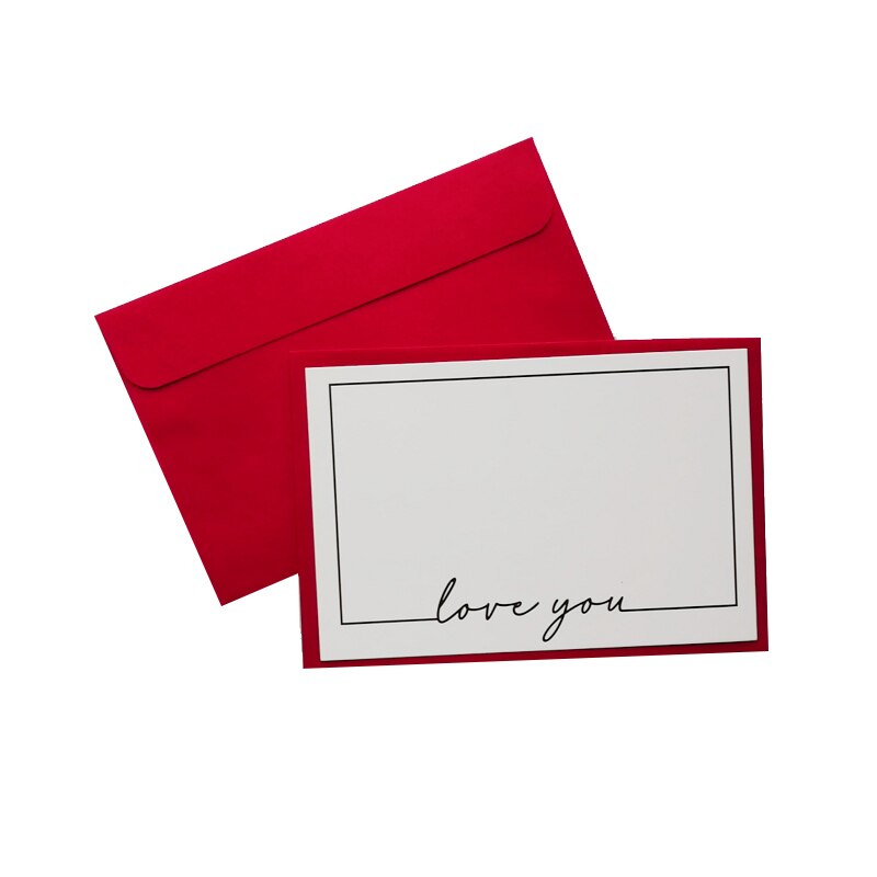 5set DIY handwritten Blank greeting Paper Cards Birthday Greeting Card with envelope wedding invitations: love you 2