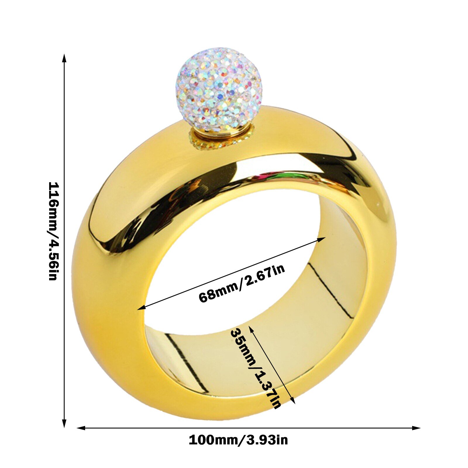 304 bracciale in acciaio inossidabile fiaschetta bottiglia di vino rotonda portatile bracciale con coperchio diamante russo bottiglia di fiaschetta Whisky #58