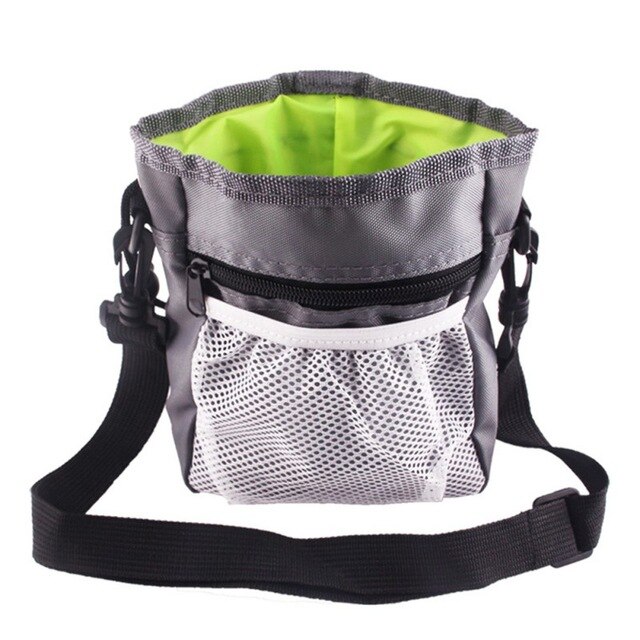 Kordelzug Tasche Hund Beutel gehen Lebensmittel Behandeln Snack Tasche Anti-Köder Taschen Taille Lagerung Halten Hund Ausbildung Werkzeug PWB004: grau