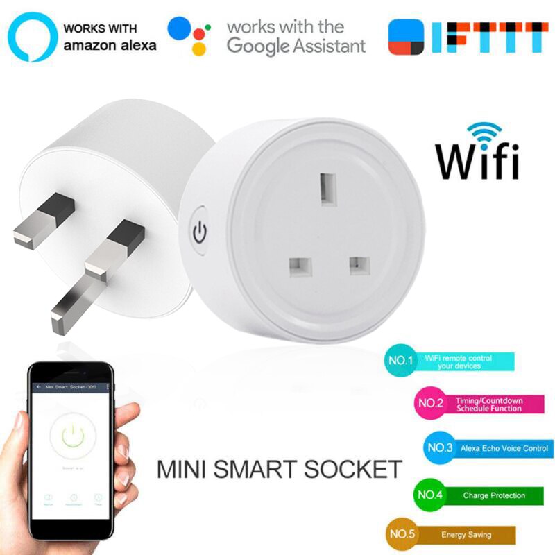 ZigBee Smart Home Socket Plug 10A UK Wifi Gateway Version Power Monitor Wireless Remote Socket Adaptor Work With Google Home
