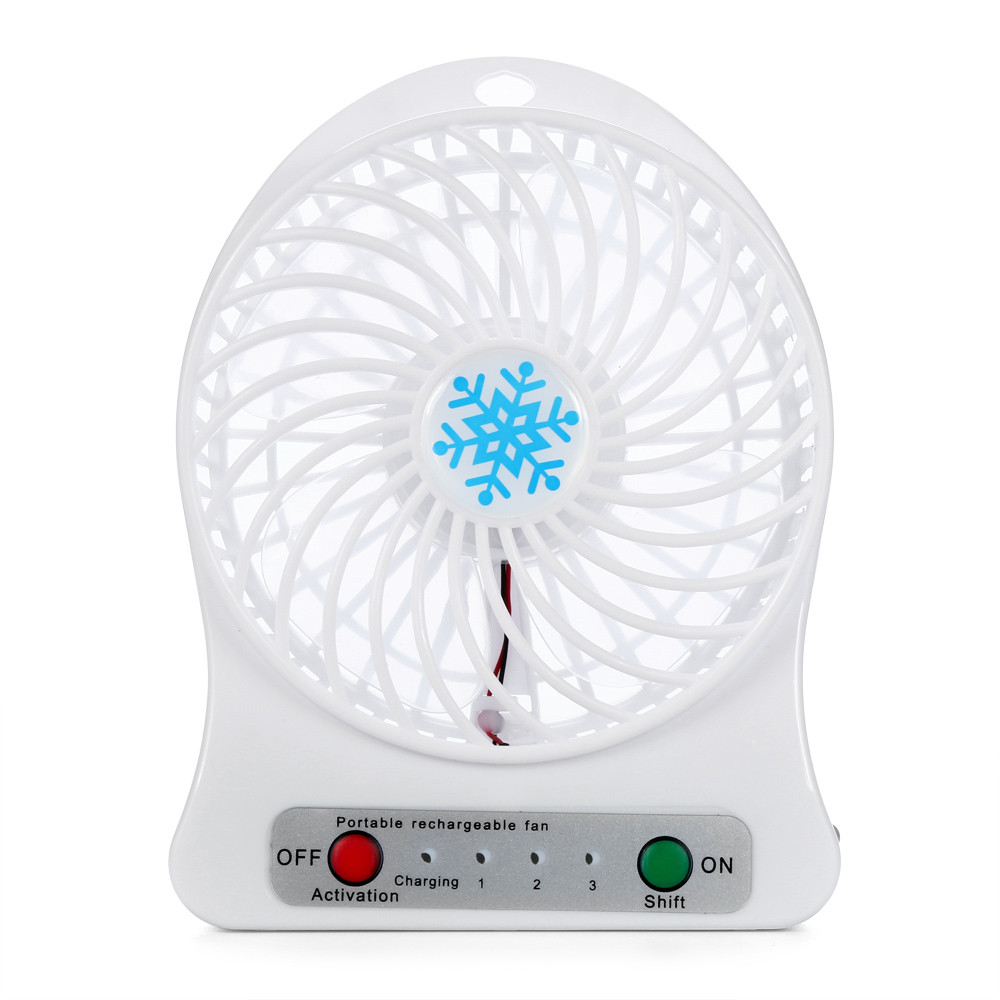 Draagbare oplaadbare led-ventilator met koelfunctie, mini-bureauventilator met usb-batterij, draagbare oplaadbare led-ventilator met koelfunctie, mini-bureauventilator met usb-batterij: Wit