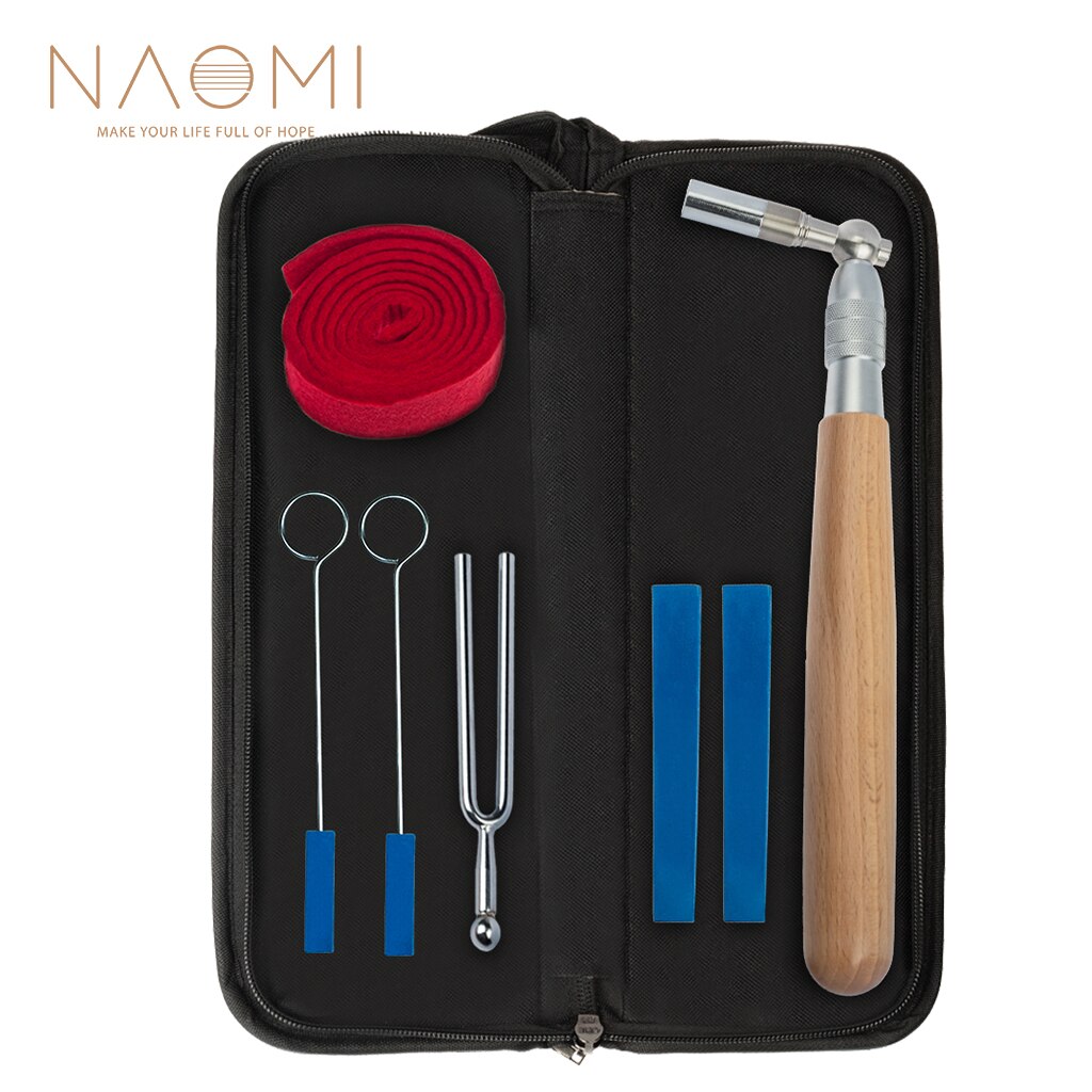 Naomi Piano Tuning Kit W/Piano Tuning Hammer Maple Handvat Rubber Wig Mute Temperament Strip Stemvork En Case