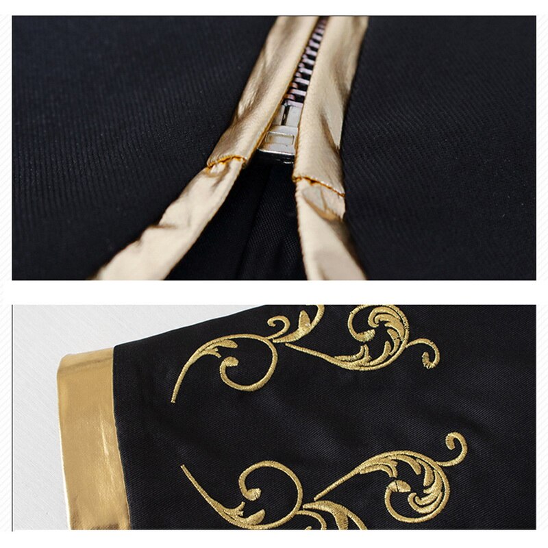 Monerffi prince guld broderi blazer til mænd middelalderlig slim fit jakkesæt krave lynlås jakkesæt frakke mandlige tøj