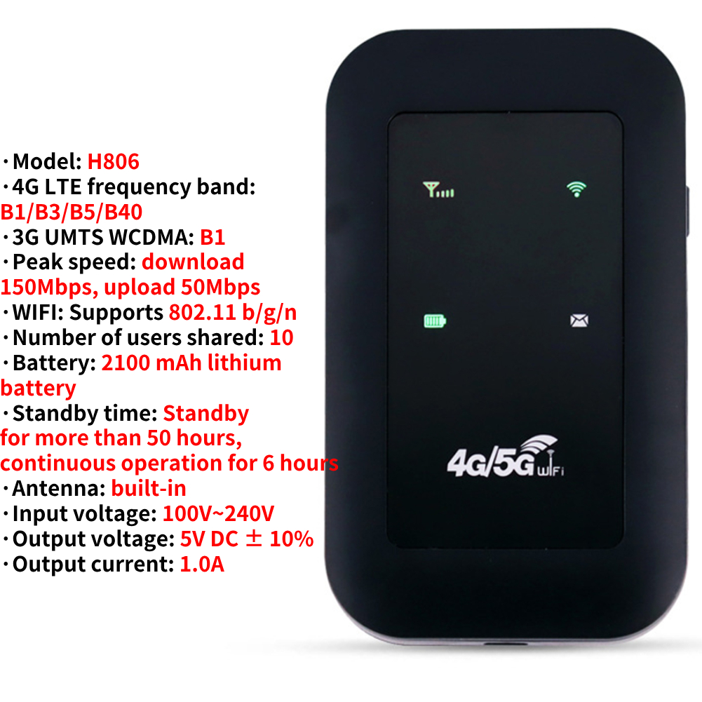 Mobilny router WIFI 4G/5G 150Mbps 4G LTE Router bezprzewodowy 3000mA Przenośny kieszonkowy modem MiFi Mobilny hotspot Wi-Fi z gniazdem karty SIM: Złota