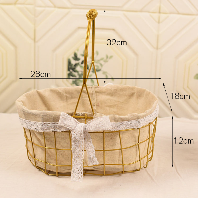 Goldene Korb Tragbare Metall Rattan Picknick Korb Hause Blume Anordnung Strauß retro Hochzeit Kranz Dekoration Lagerung Korb: 6