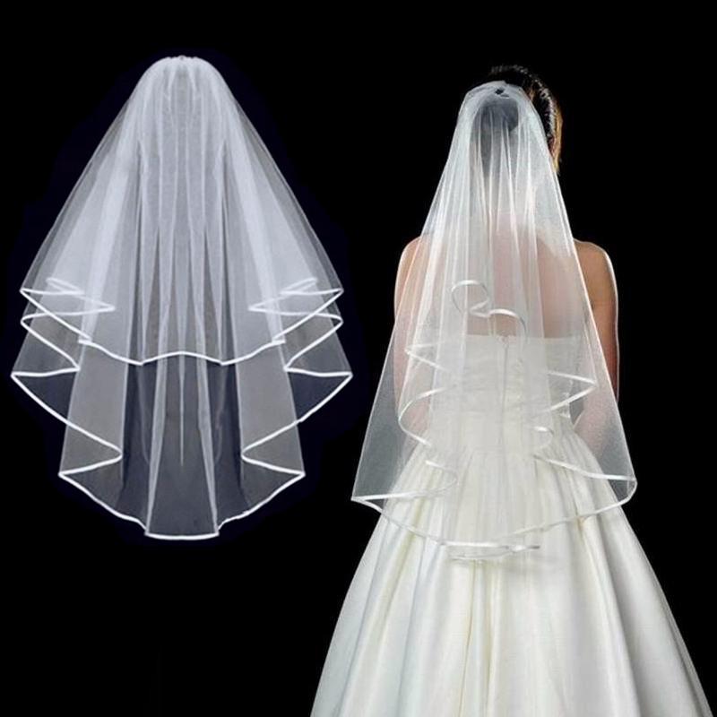 Simple Short Tulle Wedding Veils Two Layer With Comb White Ivory Bridal Veil for Bride Marriage Accessories