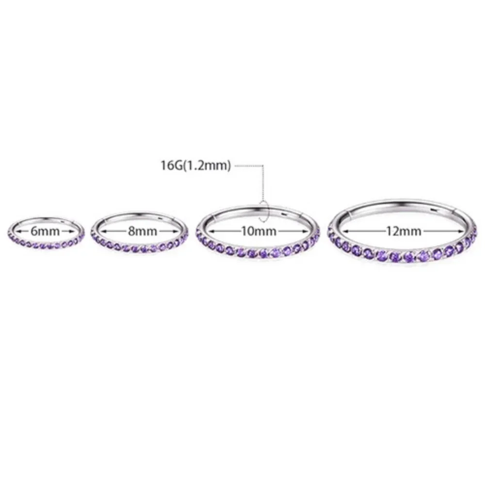 G23 titan flerfarget zirkon 6-12mm nesering septum klikker øre helix tragus konkylie piercing