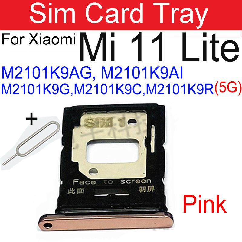 Bandeja de tarjeta Sim para Xiaomi Mi 11 Lite (jóvenes), bandeja Sim 4G 5G, ranura para tarjeta, adaptador de lector de tarjetas SIM Dual híbrido, piezas de reparación: Azul
